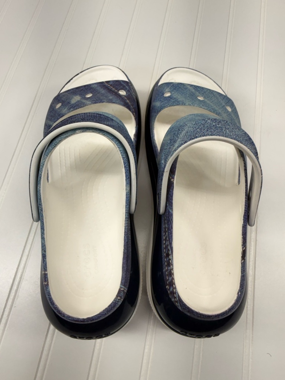 Crocs Classic Mega Crush Denim Platform Sandals Womens Size 10 - Picture 4 of 8